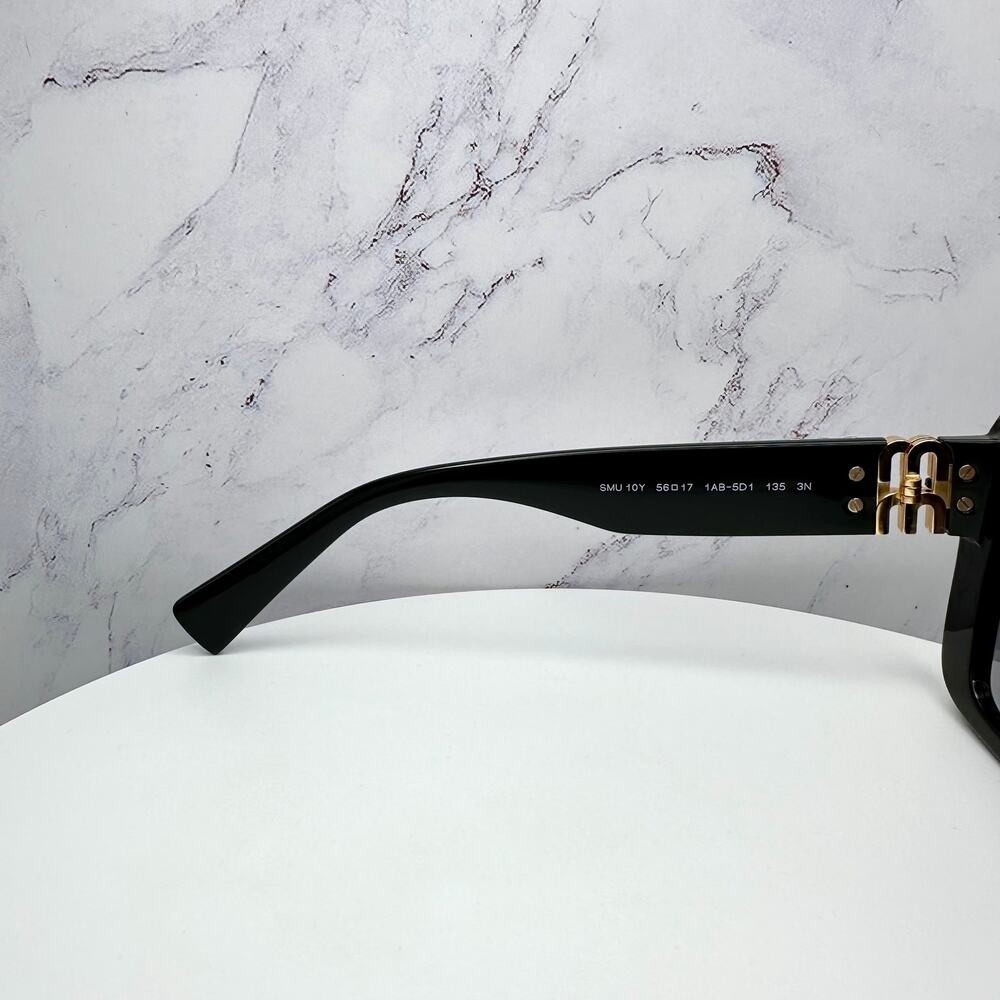 🕶️ Miu Miu Black Oversized Square Sunglasses with Gold Logo ✨ - Picture 6 of 14